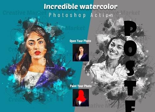 Incredible Watercolor PS Action - 6503656