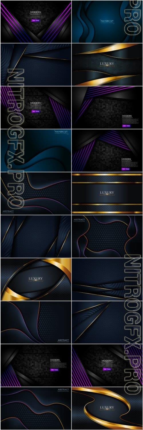 Luxury dark navy combination with golden lines background graphic element