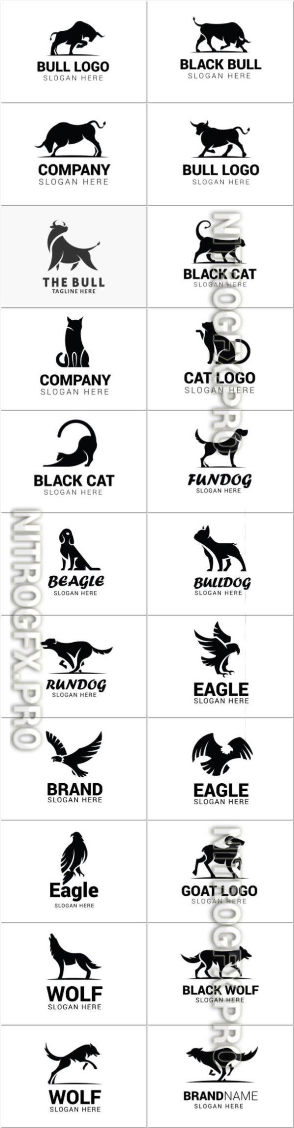Vector logos with the image of animals for business companies