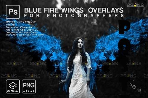 Blue Fire wings overlay & Halloween overlay, Photoshop overlay - 1447890