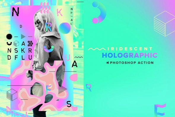 CreativeMarket - Holographic Iridescent PS Action - 6357736