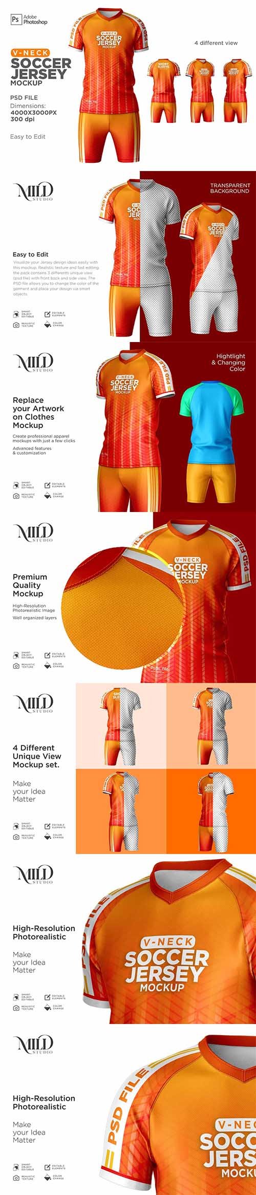 CreativeMarket - Men Soccer Jersey Kit Mockup - 6294910