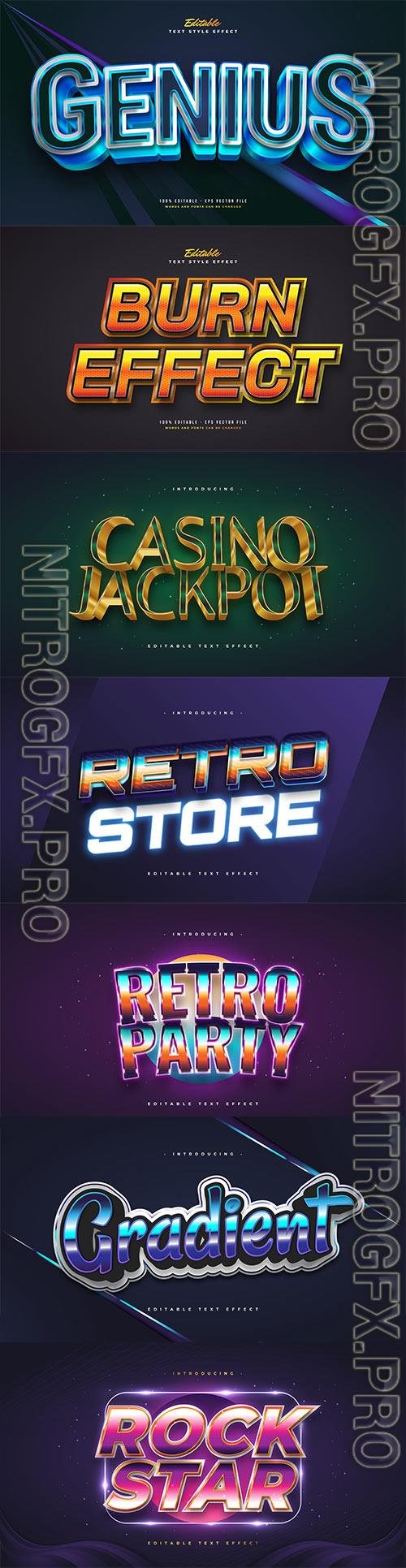 Set 3d editable text style effect vector vol 194