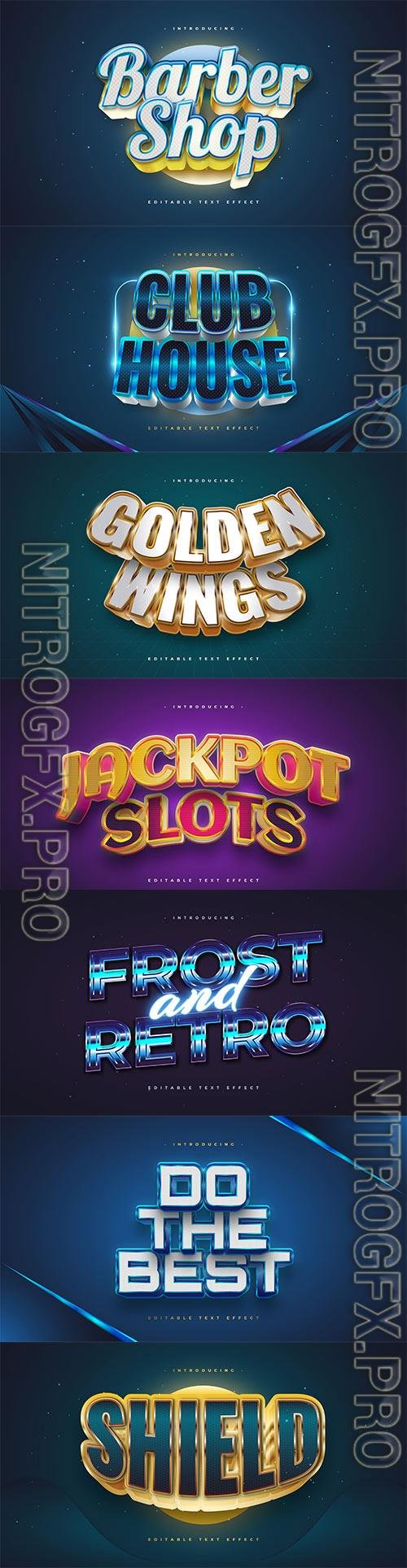 Set 3d editable text style effect vector vol 197