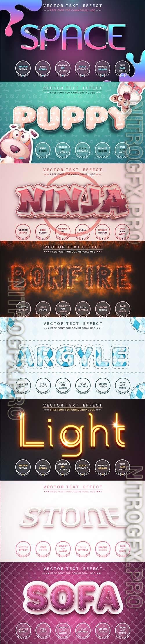 Set 3d editable text style effect vector vol 193