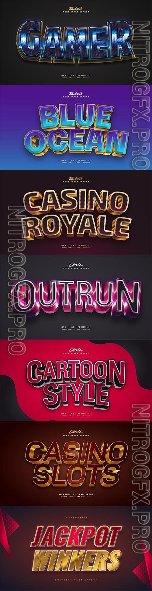 Set 3d editable text style effect vector vol 192