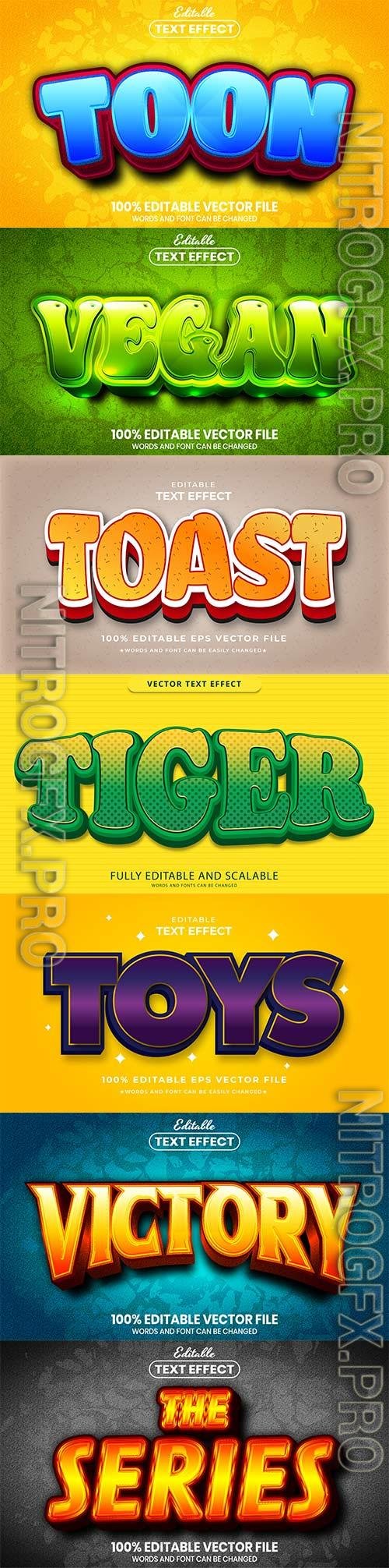 Set 3d editable text style effect vector vol 195