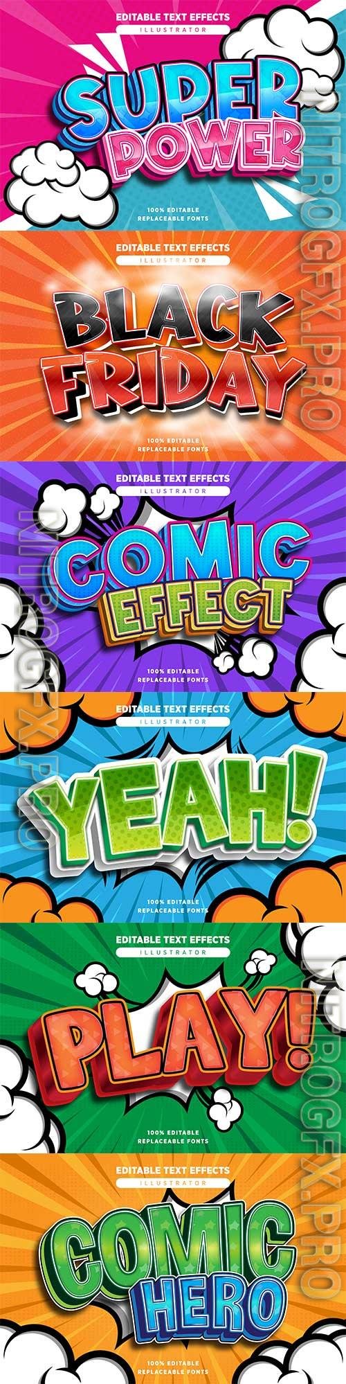 Comic style text effect editable in premium vector