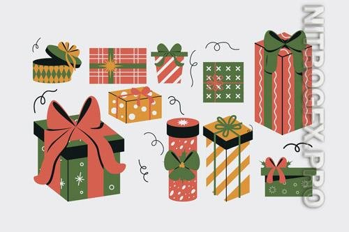 Christmas Gift Box Illustration Set