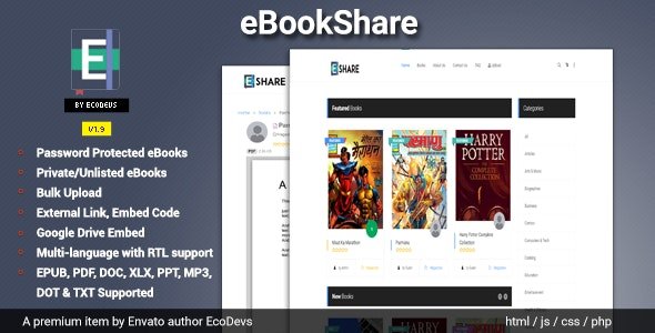 CodeCanyon - eBookShare v1.9.5 - eBook hosting and sharing script - 23888795 - NULLED