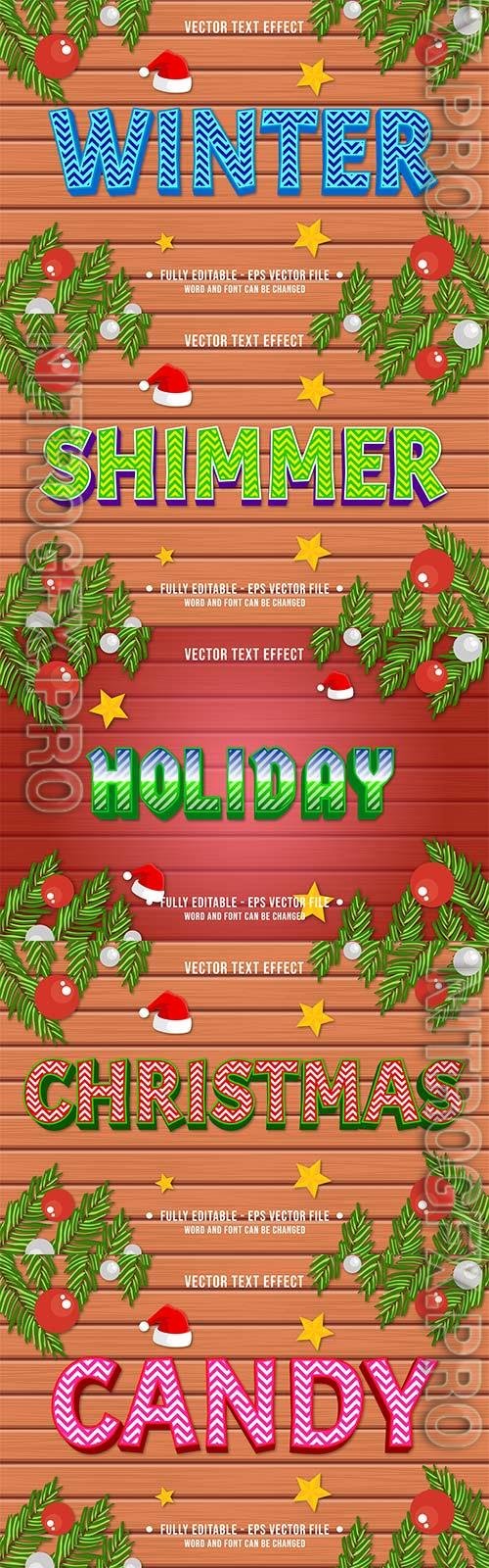 2022 New year, Merry christmas editable text effect premium vector vol 18