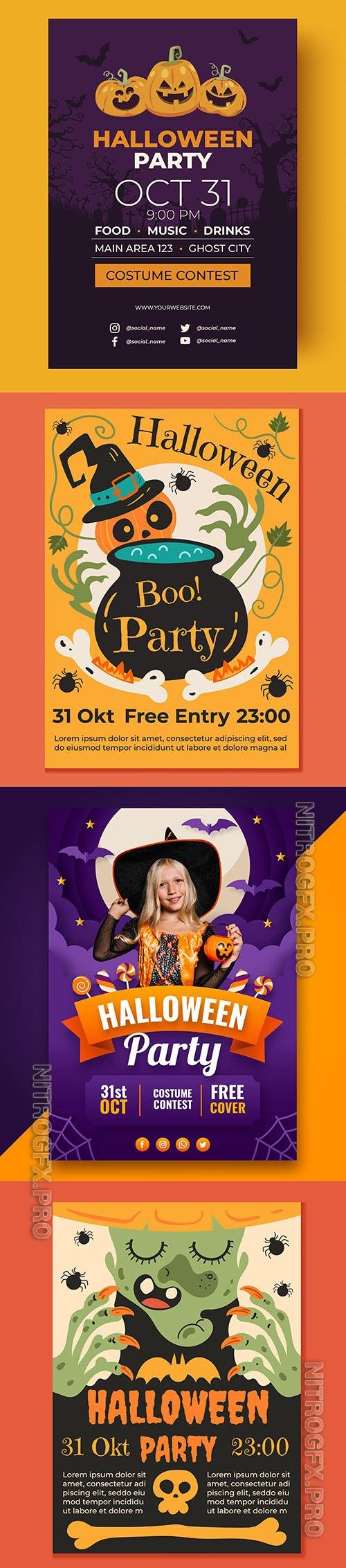 Realistic Halloween Party Vertical Flyer Template Vol 2