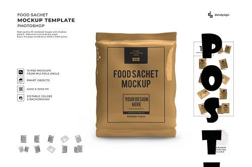 Food Sachet Packaging 3D Mockup Template Bundle - 1614950