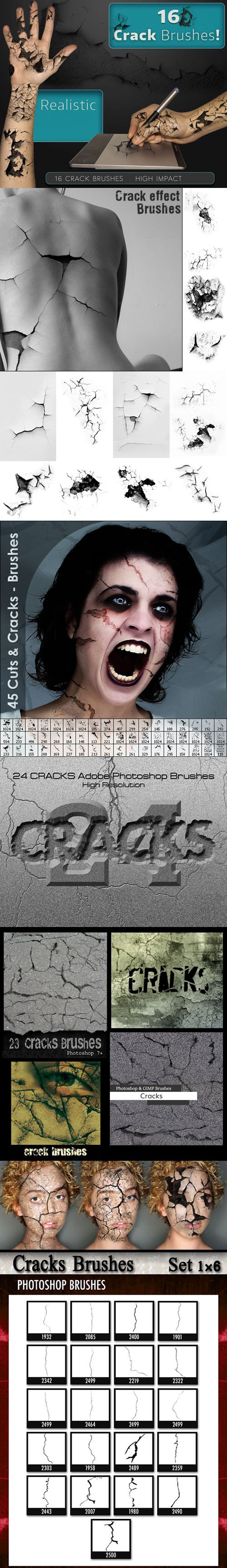 180+ Pretty Cuts and Cracks Brushes for Photoshop & Gimp
