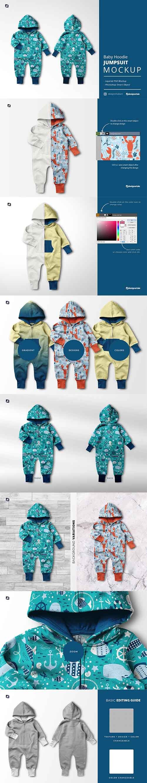 CreativeMarket - Baby Hoodie Jumpsuit Mockup - 6231738