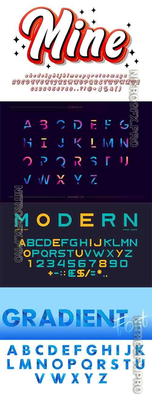 Modern alphabet template set