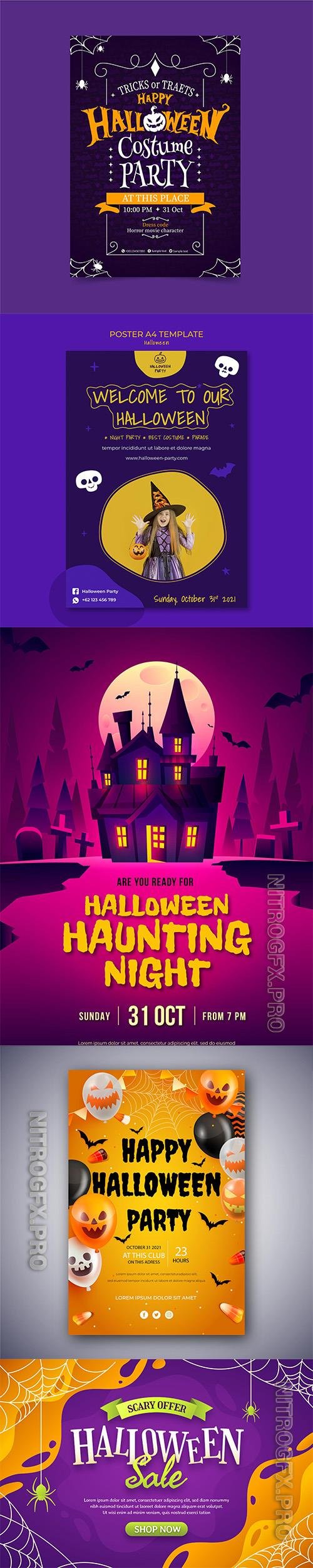 Realistic Halloween Party Vertical Flyer Template Vol 7