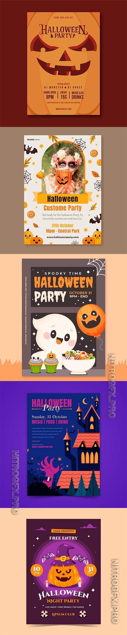 Realistic Halloween Party Vertical Flyer Template Vol 4