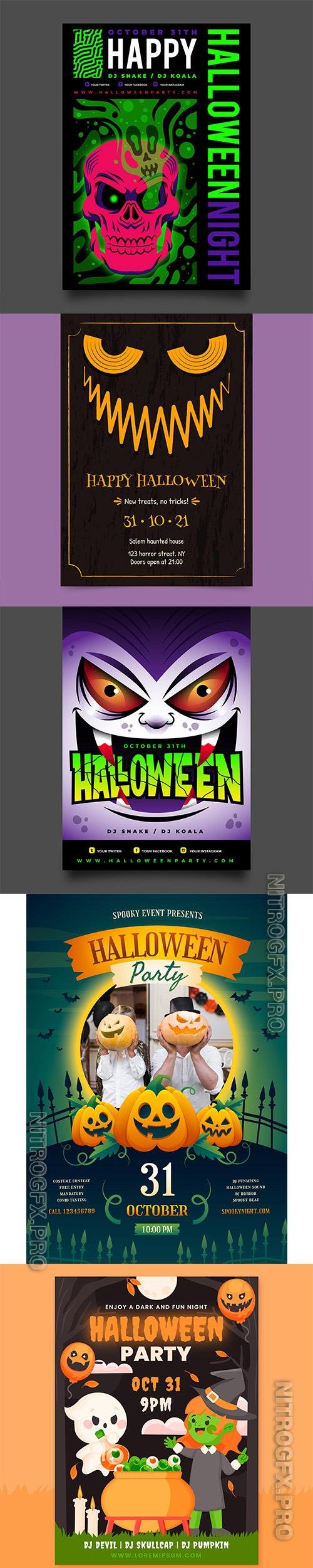 Realistic Halloween Party Vertical Flyer Template Vol 6