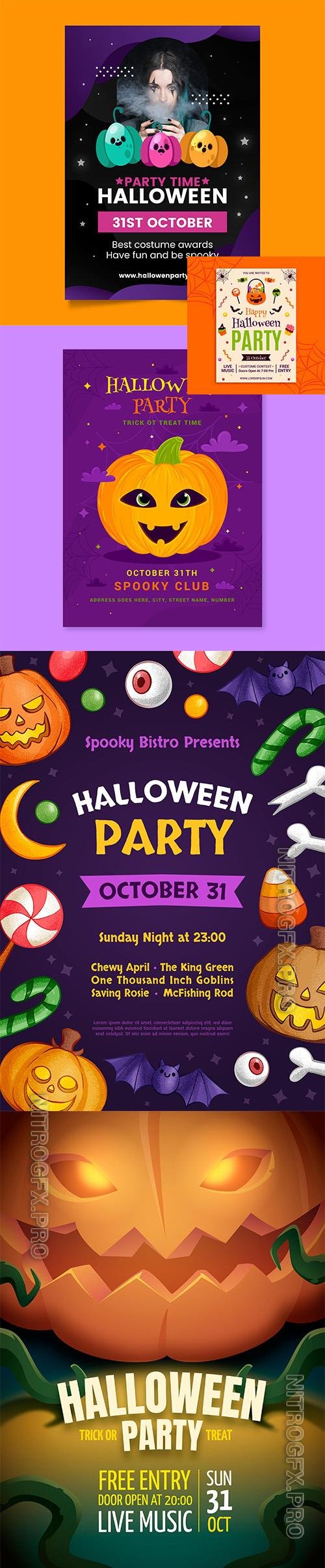 Realistic Halloween Party Vertical Flyer Template Vol 10