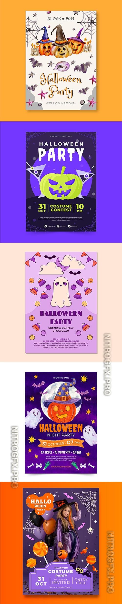 Realistic Halloween Party Vertical Flyer Template Vol 8