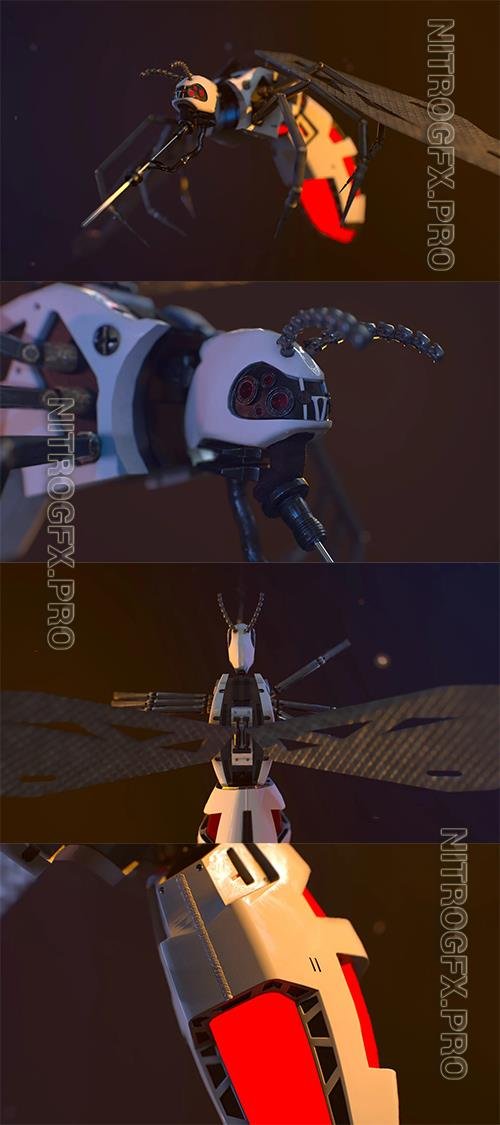 Cyber Mosquito Bug Low Poly 3d Model o93330