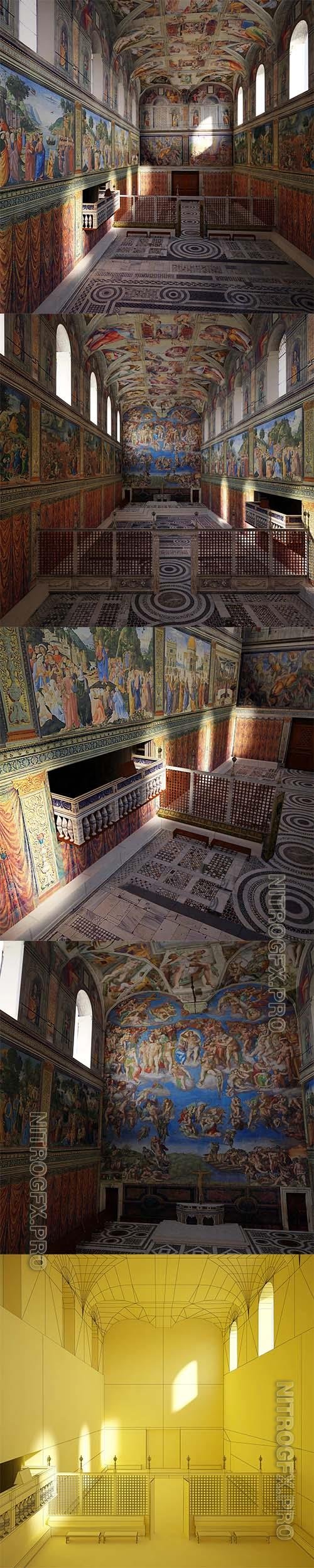 Sistine Chapel Interior Low Poly 3D Model o175003