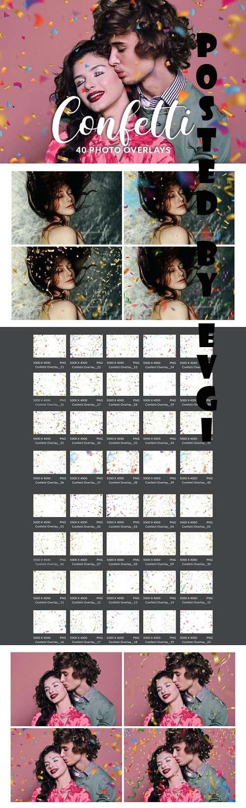 40 Realistic Confetti Overlays, PNG, Photoshop Action