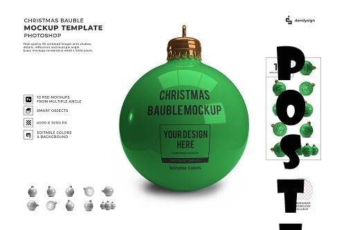 Christmas Bauble Ball 3D Mockup Template Bundle Vol 5 - 1641736