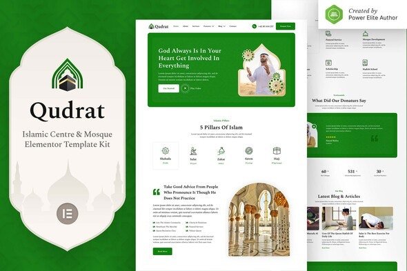 ThemeForest - Qudrat v1.0.0 - Islamic Center & Mosque Elementor Template Kit - 34265992