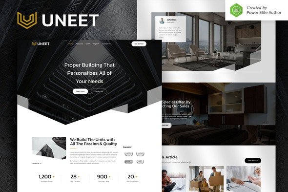 ThemeForest - Uneet v1.0.0 - Apartment & Single Property Real Estate Elementor Template Kit - 34329352