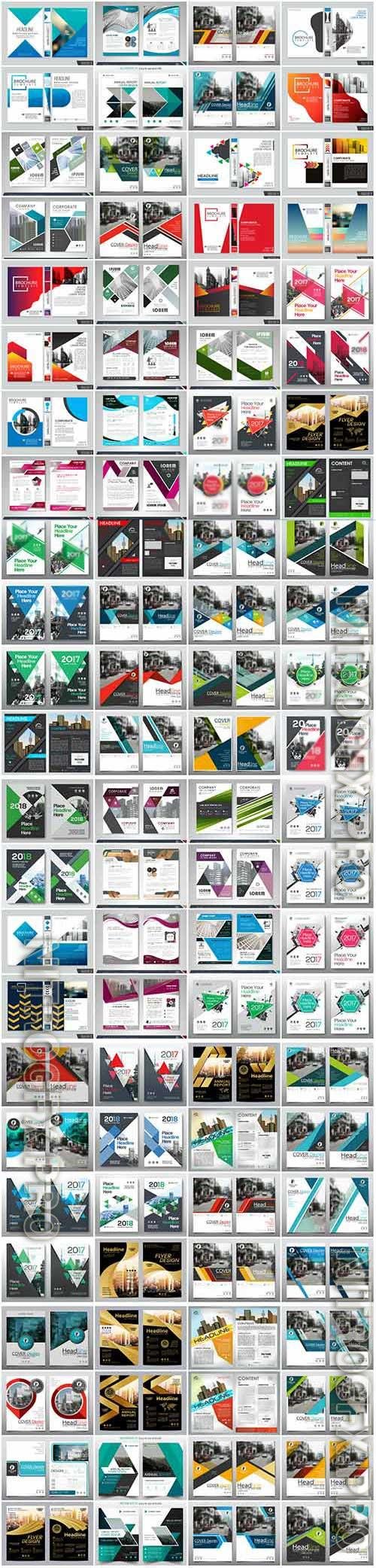 100 Bundle business brochures and flyers in vector vol 3