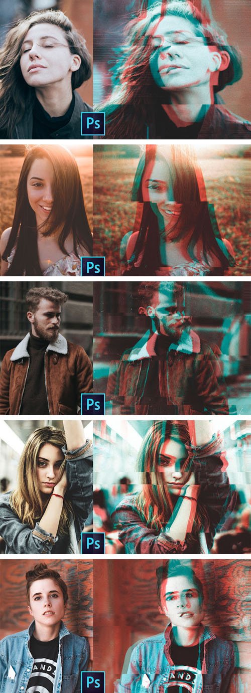 Glitch PSD Photo Effects for Photoshop + Tutorial