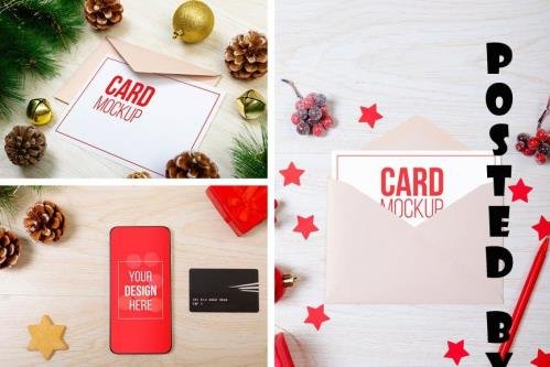 Christmas Phone & Card Mockup Set - JSU9CEA