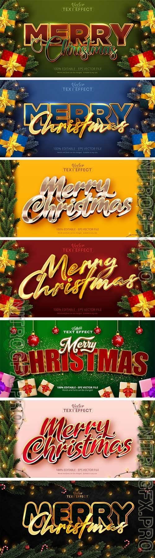 2022 New year and christmas editable text effect vector vol 24