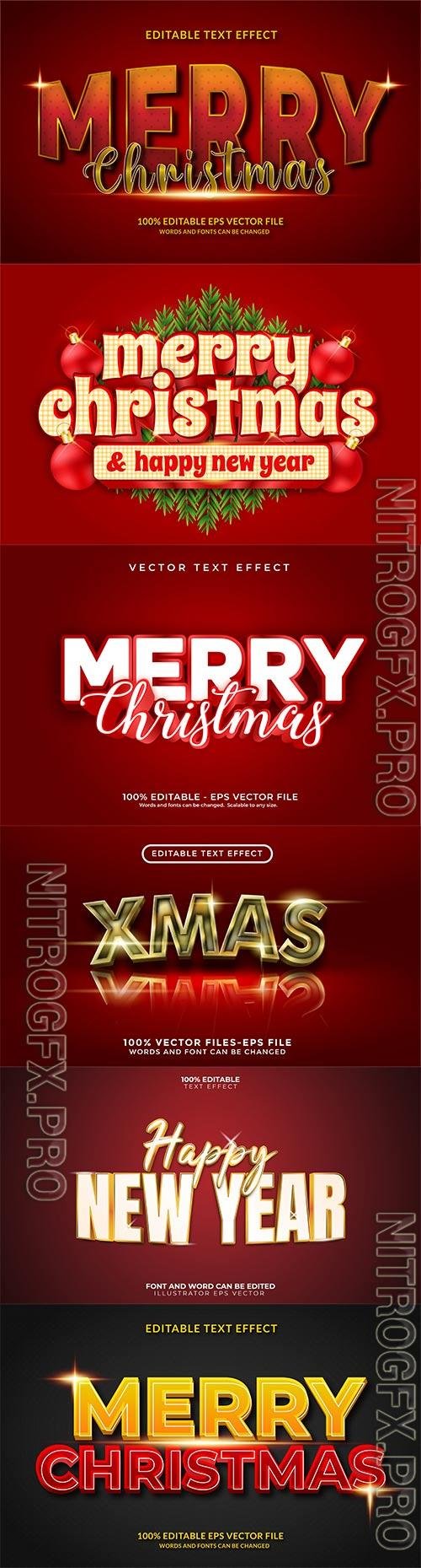 2022 New year and christmas editable text effect vector vol 19