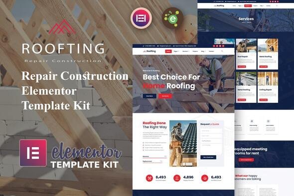 ThemeForest - Roofting v1.0.0 - Repair Construction Elementor Template Kit - 34662940