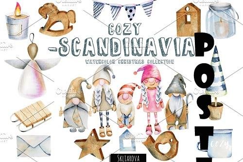 Cozy Scandinavia. Christmas clipart - 3902161