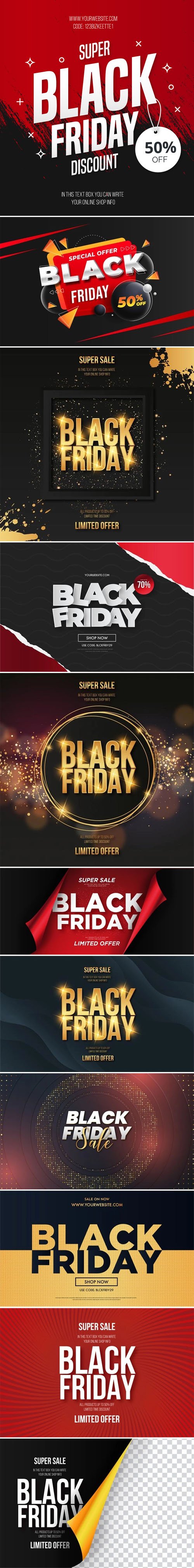 Black Friday Sale Backgrounds Vector Design Collection