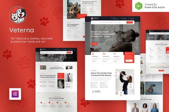 ThemeForest - Veterna v1.0.0 - Pet Rescue & Animal Welfare Elementor Template Kit - 34831748