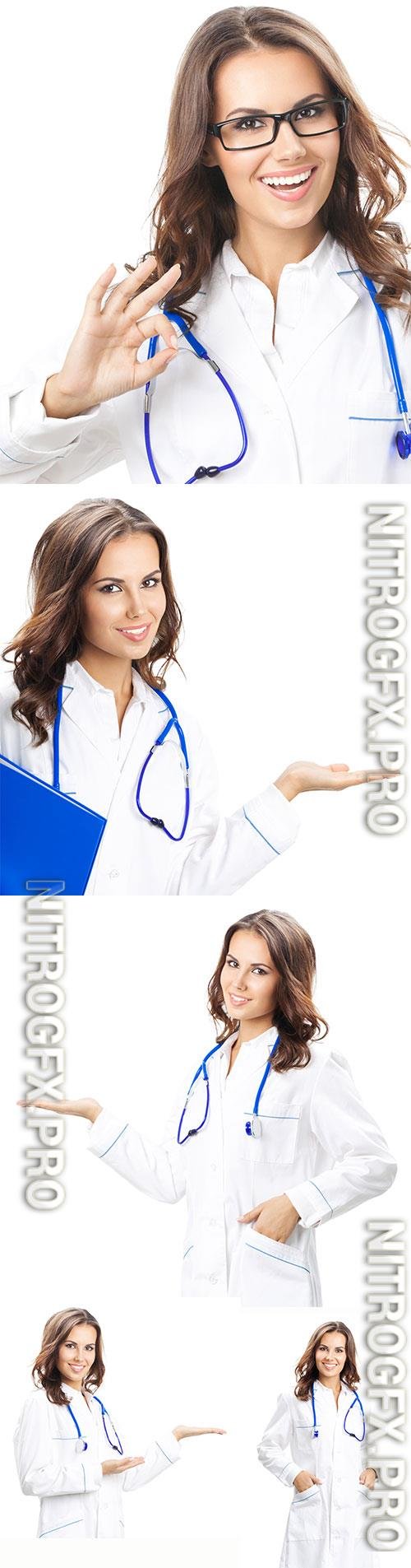 Woman doctor in different poses