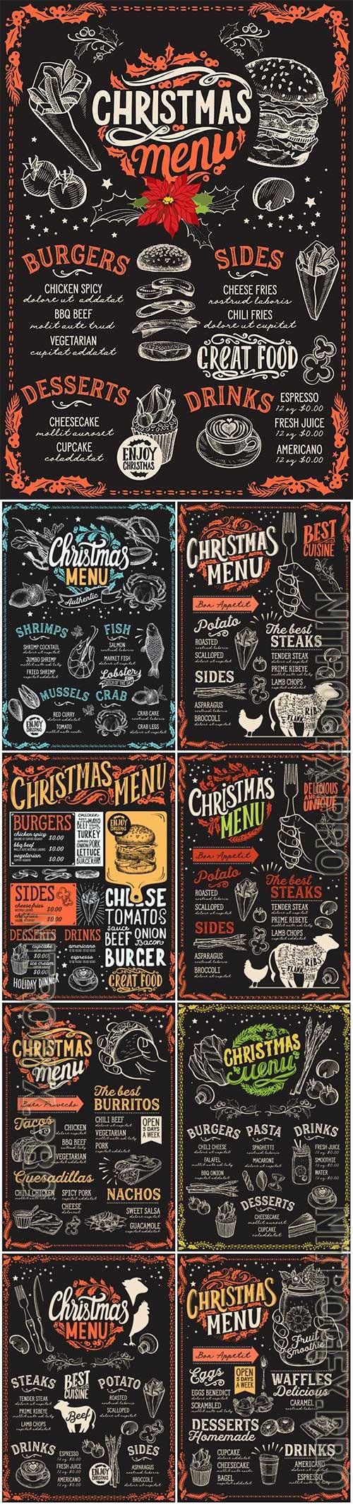 Vintage christmas menu in vector