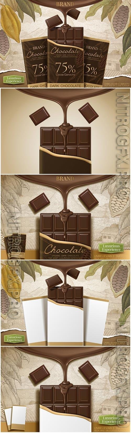 Chocolate advertising vintage poster in vector
