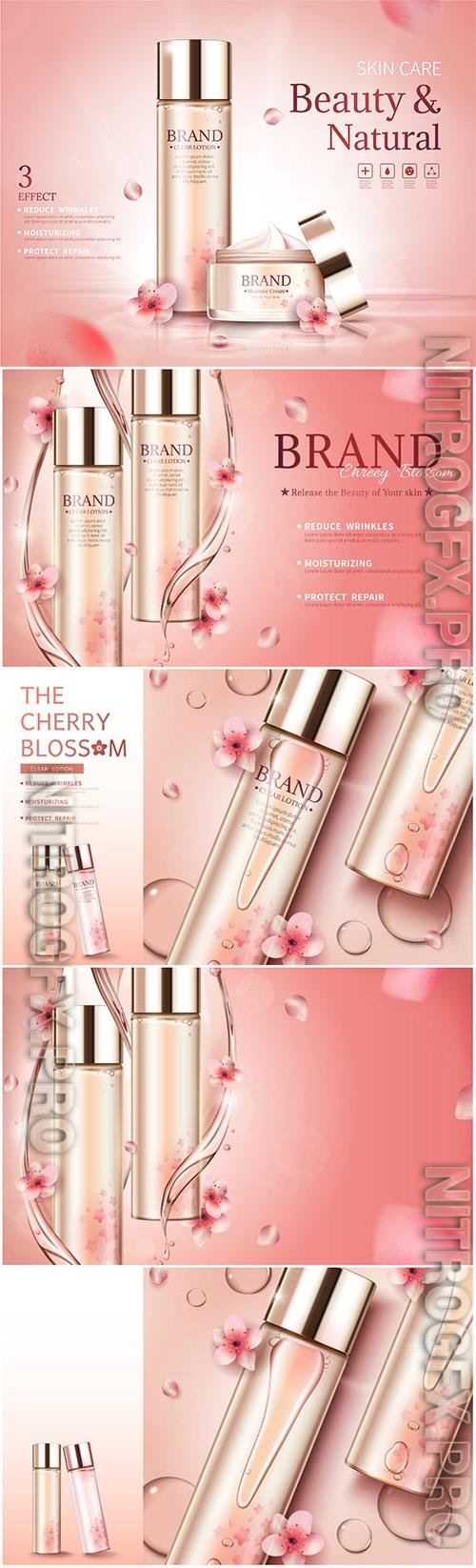 Brand perfumes and cream for women in vector