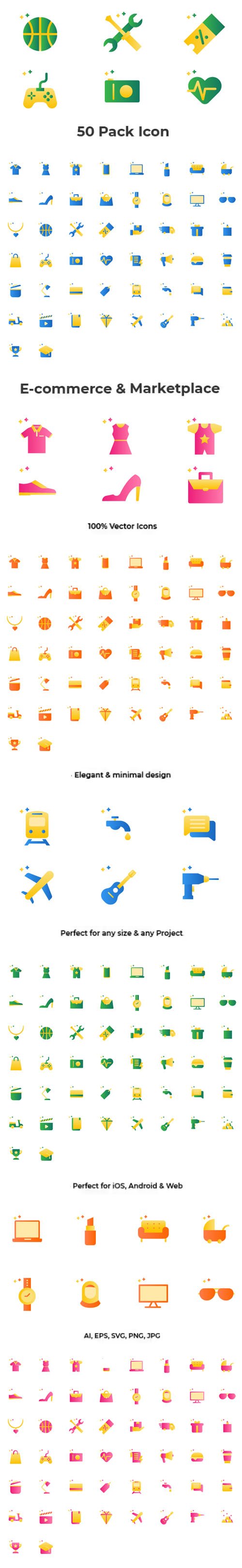 50 E-Commerce Vector Icon Pack