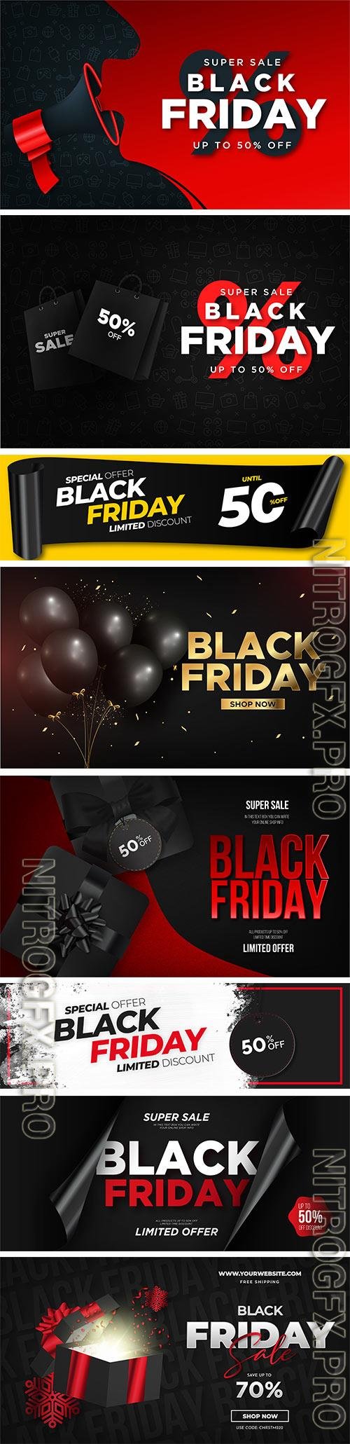 Black friday sale with 3d vector realistic elemens