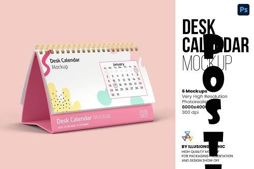 Desk Calendar Mockup - 6 views - 6692346