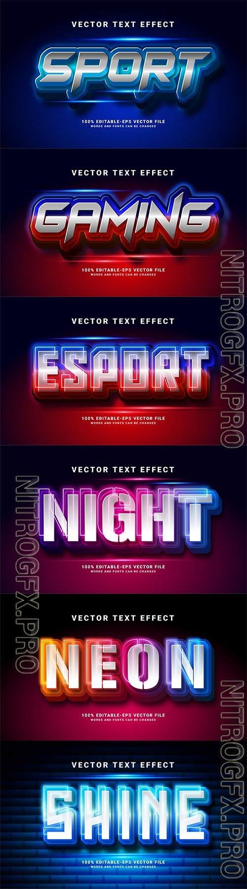 Set 3d editable text style effect vector vol 219