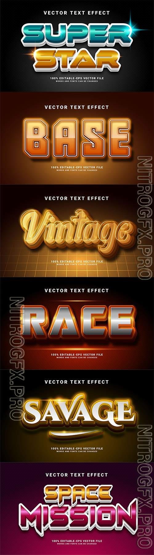 Set 3d editable text style effect vector vol 218