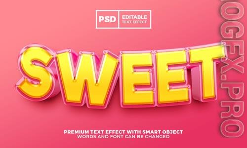 Sweet 3d editable text effect premium psd